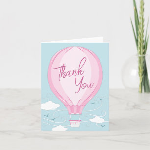 Hot Air Balloon Pink Girl Thank You Card