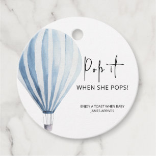 Hot air Balloon Pop it When she pops Favour Tags