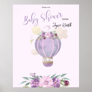 Hot air balloon purple elephant welcome sign