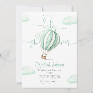 Hot Air Balloon QR Code Photo Baby Shower Invitation