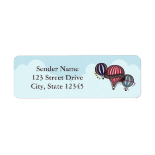 Hot air balloon return address labels