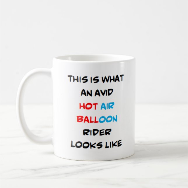 hot air balloon rider, avid coffee mug (Left)