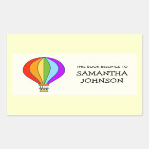 Hot air balloon school book label stickers