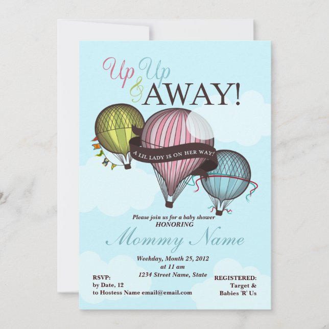 Hot Air Balloon Shower Invitation (Front)
