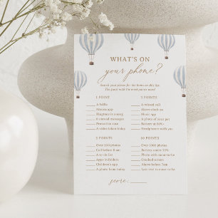 Hot Air Balloon Shower What's on Your Phone Game Invitation