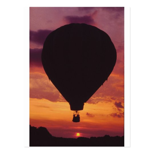 Hot Air Balloon silhouetted against a Sunset Postcard