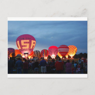hot air balloon skyline postcard