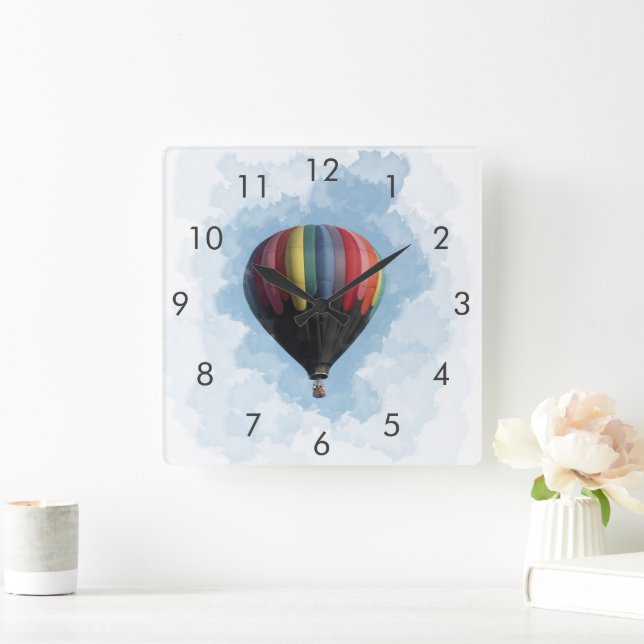 Hot Air Balloon Square Clock (Home)