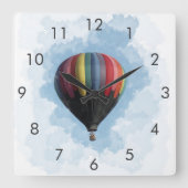 Hot Air Balloon Square Clock (Front)
