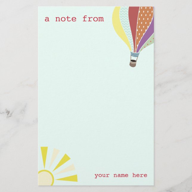 Hot Air Balloon & Sun Stationery (Front)