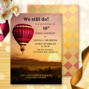 Hot Air Balloon Sunset Anniversary Invitation