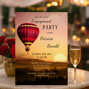 Hot Air Balloon Sunset Engagement Invitation