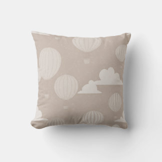 Hot Air Balloon Tan Throw Pillow