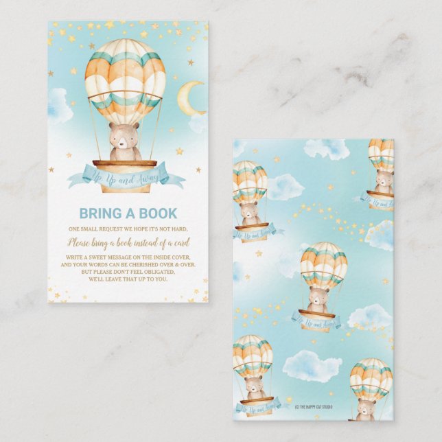 Hot Air Balloon Teddy Bear Bring a Book Enclosure Card (Front/Back)