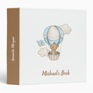 Hot Air Balloon Teddy Bear Cloud Bird Baby Shower Binder