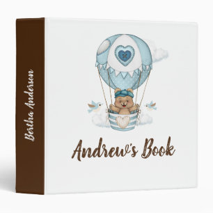Hot Air Balloon Teddy Bear Cloud Bird Binder
