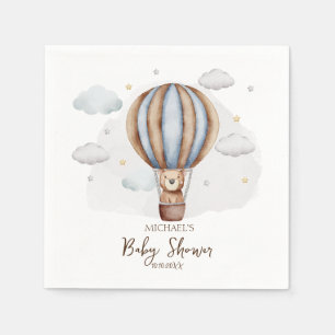 Hot Air Balloon Teddy Bear Clouds Baby Shower Napkin