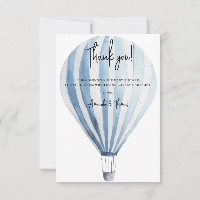 Hot air balloon thank you baby shower  (Front)