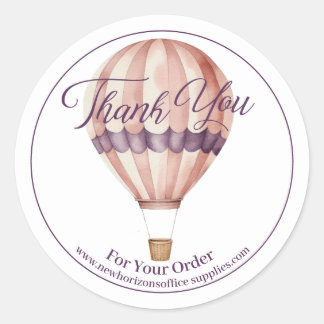 Hot Air Balloon Thank You For Your Order Business Classic Round Sticker