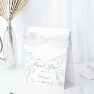 Hot air balloon toile baby shower favor box
