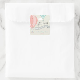 Hot Air Balloon Up & Away Baby Shower Square Sticker