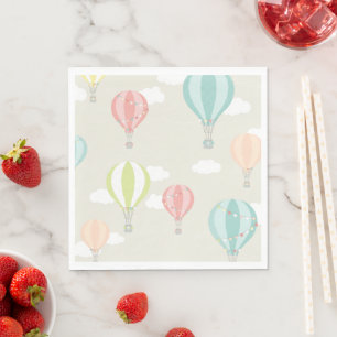Hot Air Balloon Up & Away Pastel Paper Napkins