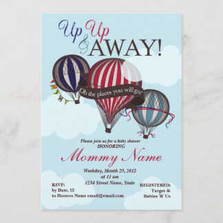 Hot Air Balloon Up Up & Away Shower Invitation