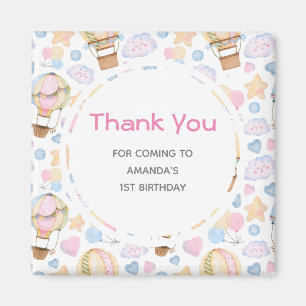 Hot Air Balloon Watercolor Pattern Birthday Magnet