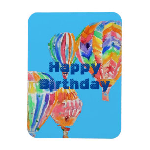 Hot Air Balloon Watercolour men Birthday Magnet