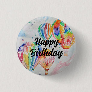 Hot Air Balloon Watercolour Painting art Poster 1 Inch Round Button