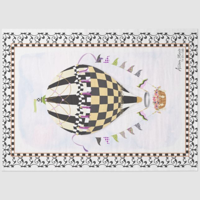 Hot Air Balloon Whimsical Decoupage Paper (Front)