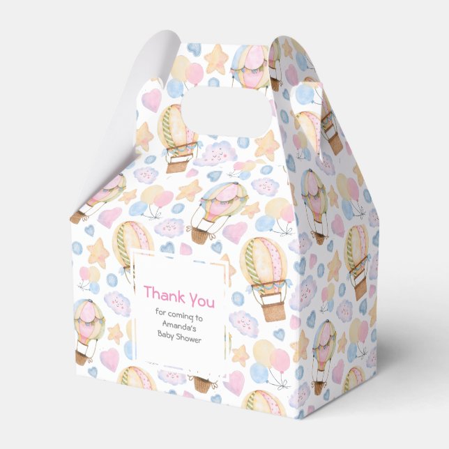 Hot Air Balloon Whimsical Watercolor Pattern Favor Box (Front Side)