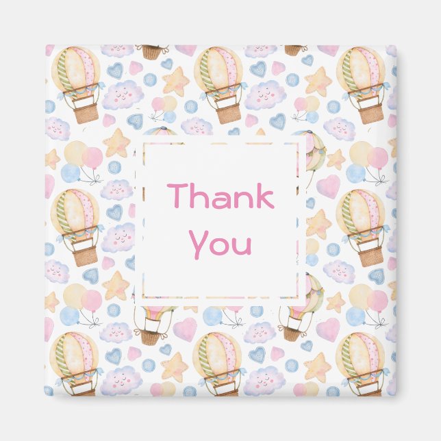 Hot Air Balloon Whimsical Watercolor Thank You Magnet (Front)