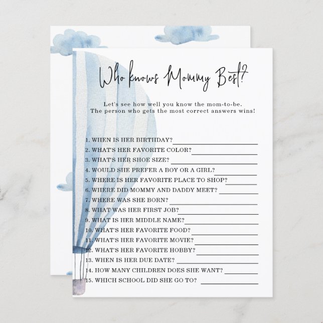 Hot air balloon - Who knows mommy best (Front/Back)