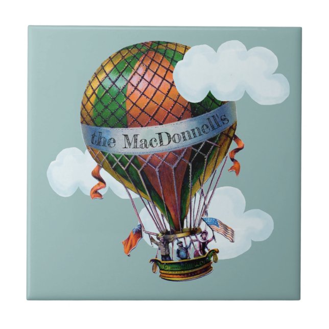Hot Air Balloon with Clouds Add Your Name Tile (Front)