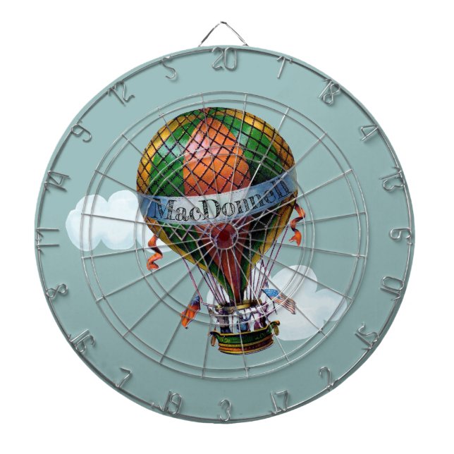 Hot Air Balloon with Clouds Personalize Dartboard (Front)