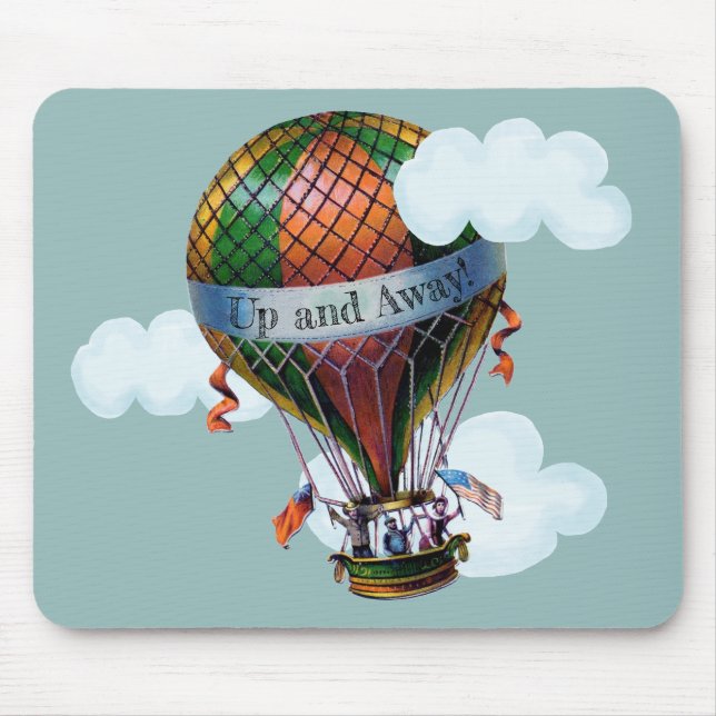 Hot Air Balloon with Clouds Personalize Mouse Pad (Front)