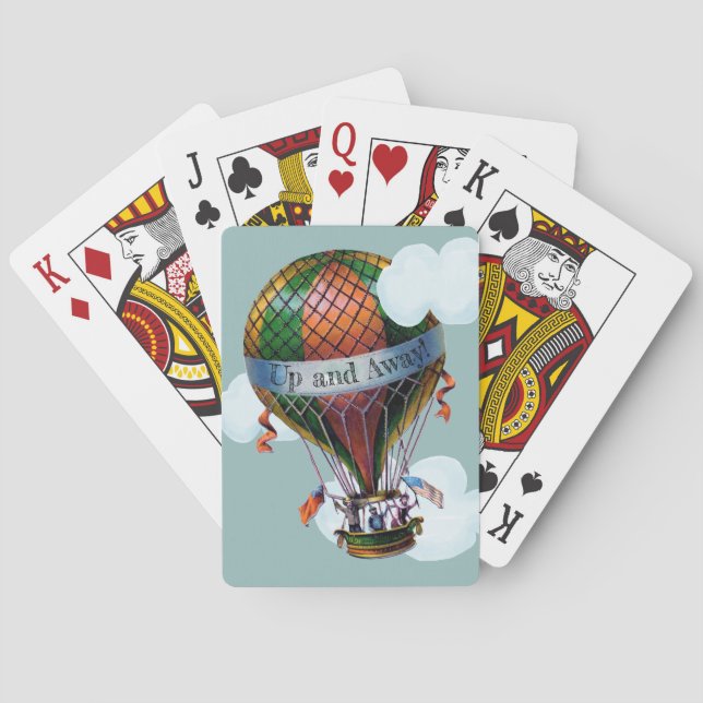 Hot Air Balloon with Clouds Personalize Playing Cards (Back)
