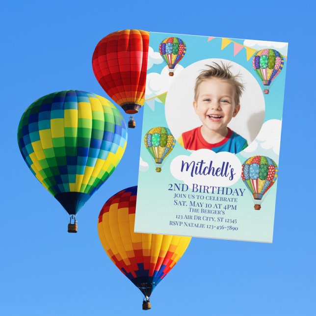 Hot Air Balloon with Picture Kids Birthday Invitation (Creator Uploaded)