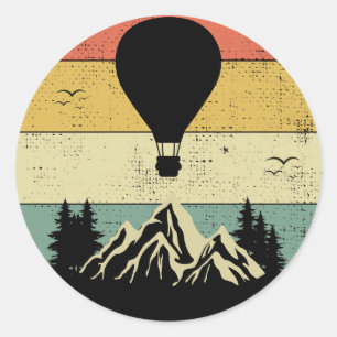 Hot Air Ballooning Hopper Balloon Vintage Retro Classic Round Sticker