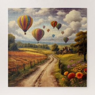Hot Air Ballooning over the Countryside Jigsaw Puzzle