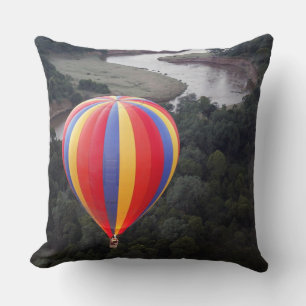 Hot-Air Ballooning over the Mara River Throw Pillow