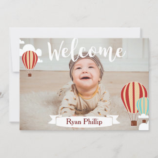 Hot Air Balloons Adventure Birth Announcement