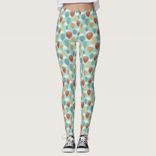 Hot Air Balloons and White Clouds Patterned Leggings