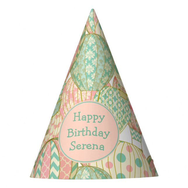 Hot Air Balloons Birthday Party Hat (Front)