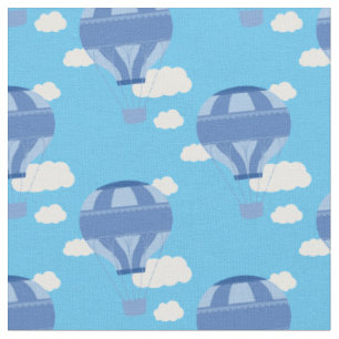 Hot Air Balloons Blue Fabric