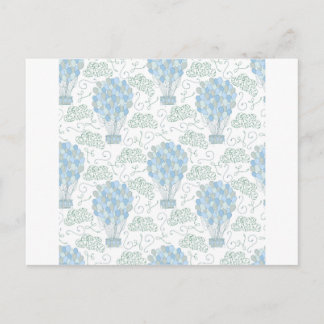 Hot air balloons blue nursery home decor wall art postcard