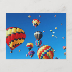 Hot Air Balloons Blue Sky Postcard
