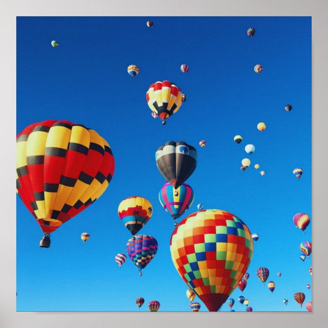 Hot Air Balloons Blue Sky Poster (Front)