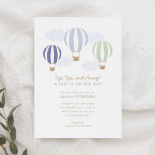 Hot Air Balloons Boy Travel Baby Shower Invitation